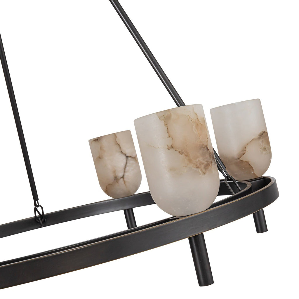 Bronze Alabaster chandelier - Opal Court for dining room view 2
