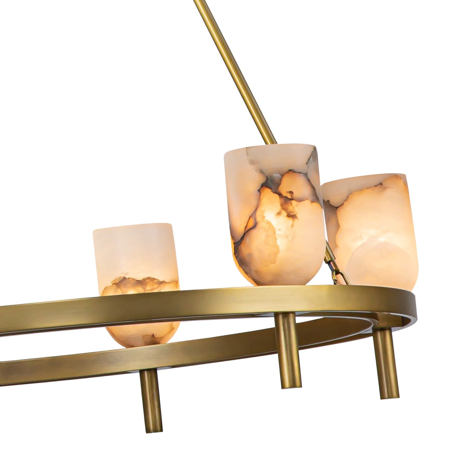 Antique Brass Alabaster chandelier - Gilda Court for dining room view 2
