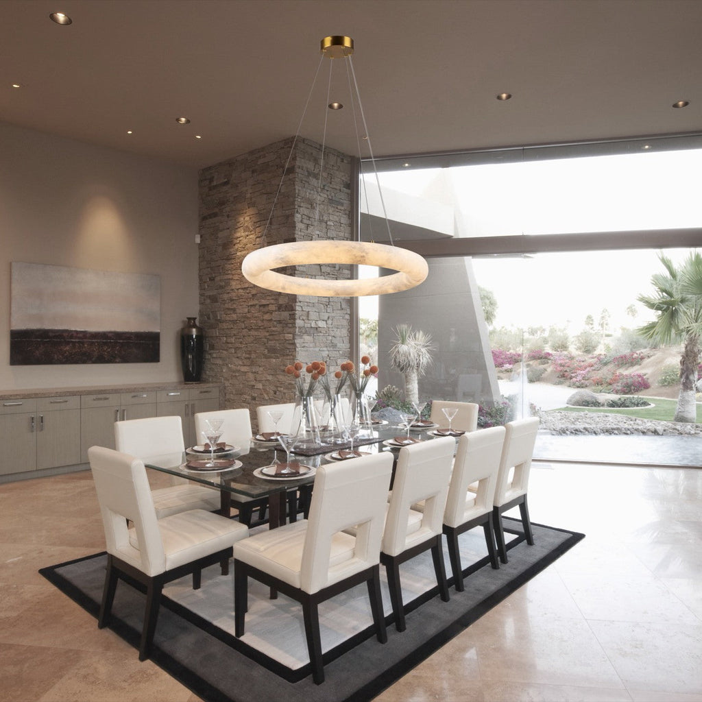 White Alabaster chandelier - Zelia Court for dining room view 8