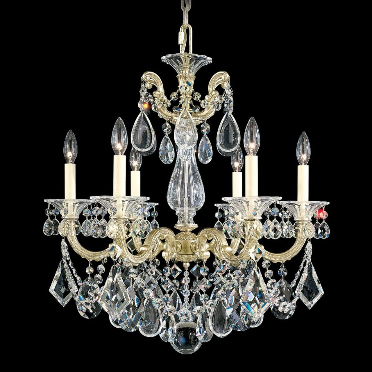 La Scala Chandelier, 6-Light, French Gold, Clear Swarovski Crystal, 23"W (5072-26S 1HZTMH)