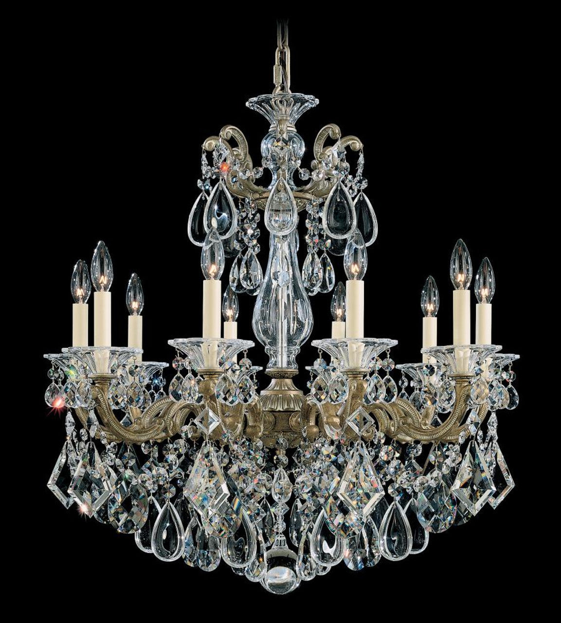 La Scala Chandelier, 10-Light, French Gold, Clear Heritage Crystal, 28"W (5074-26 17QQZP)