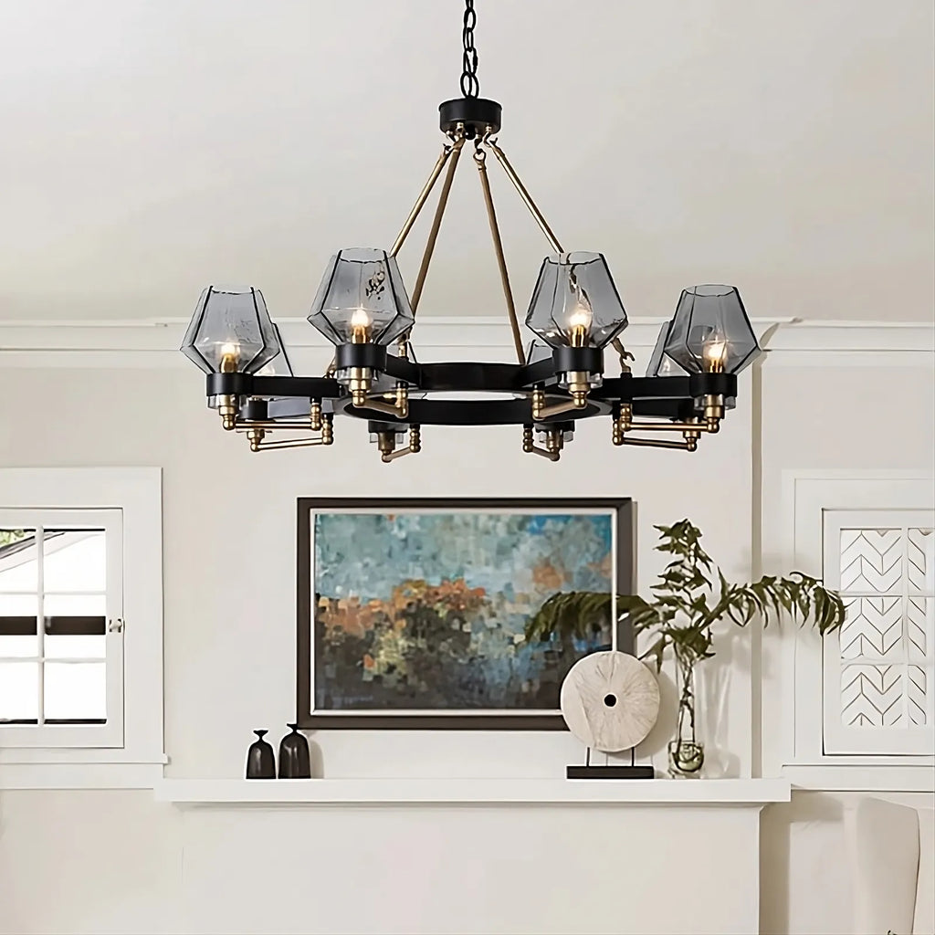 White Glass Linear chandelier - Petra Bay for dining room view 1
