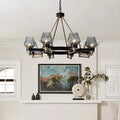 White Glass Linear chandelier - Petra Bay for dining room view 1