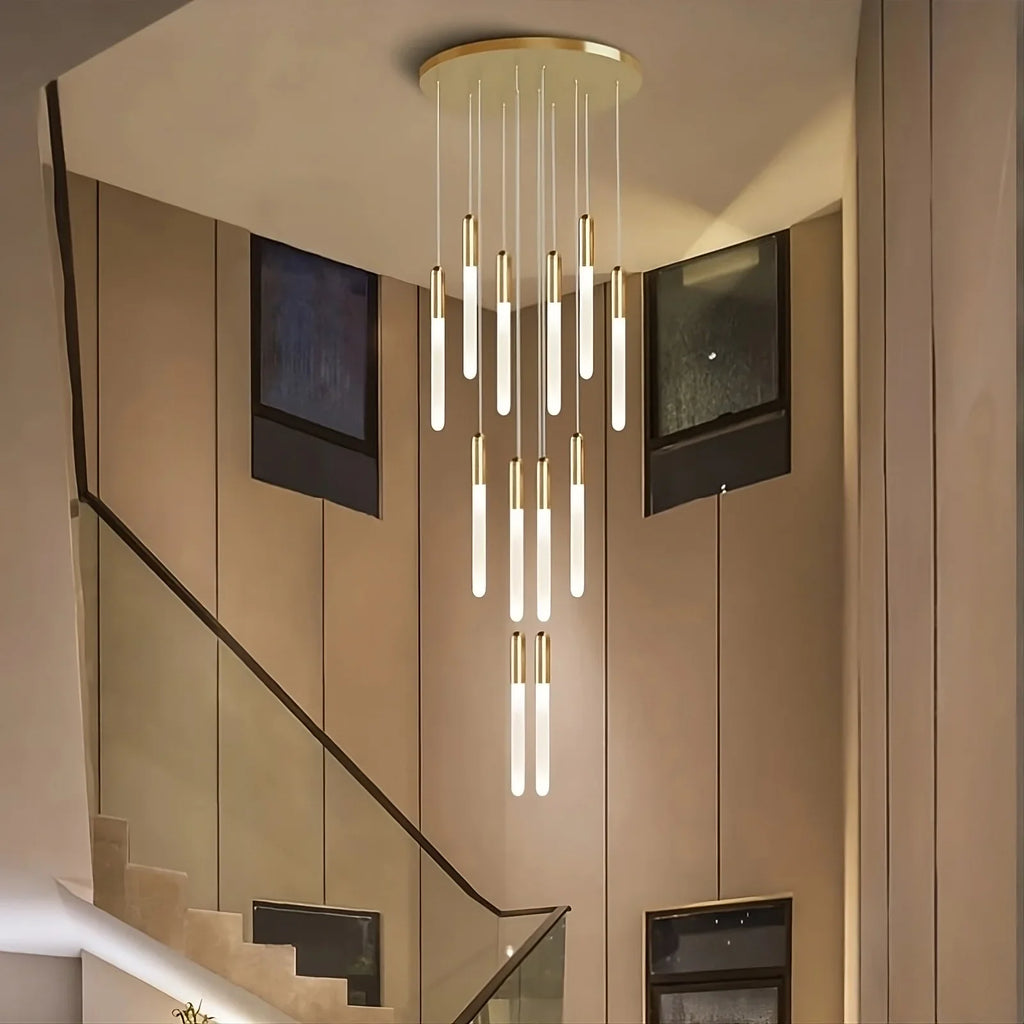 Gold Acrylic Linear chandelier - Quinn Bay for dining room view 3