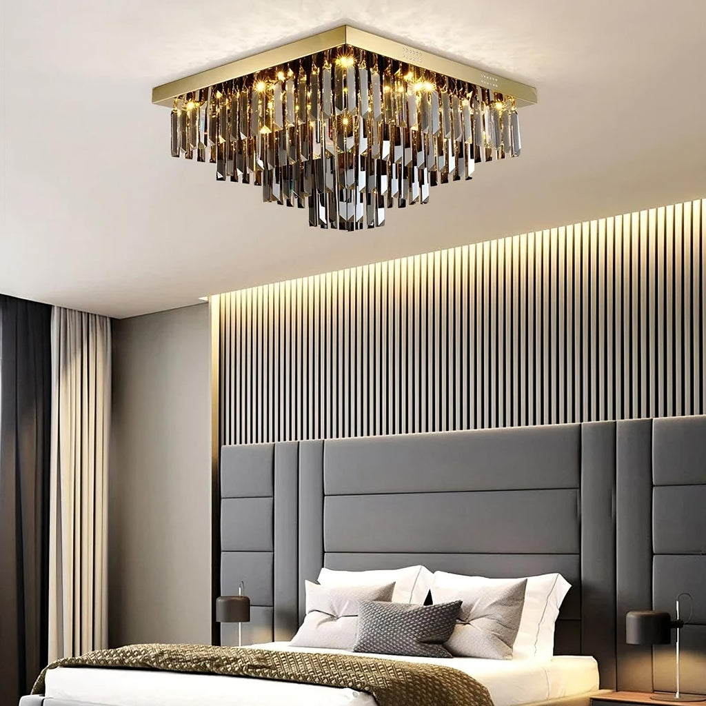 Smoke Crystal Round chandelier - Della House for dining room view 1