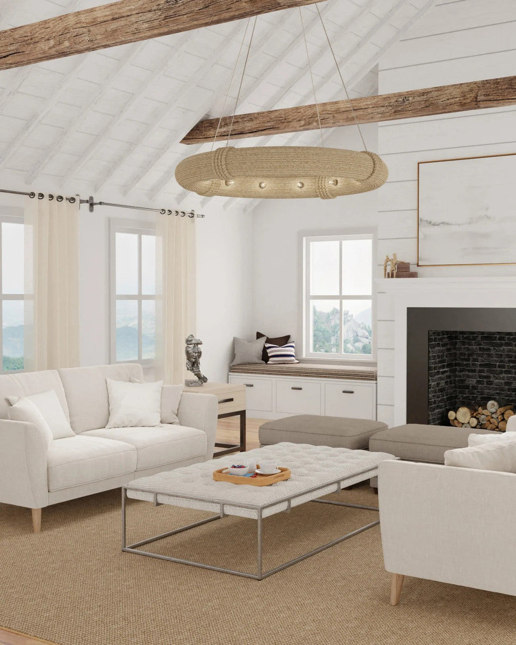 Black Iron Round chandelier - Elara Meadow for dining room view 2