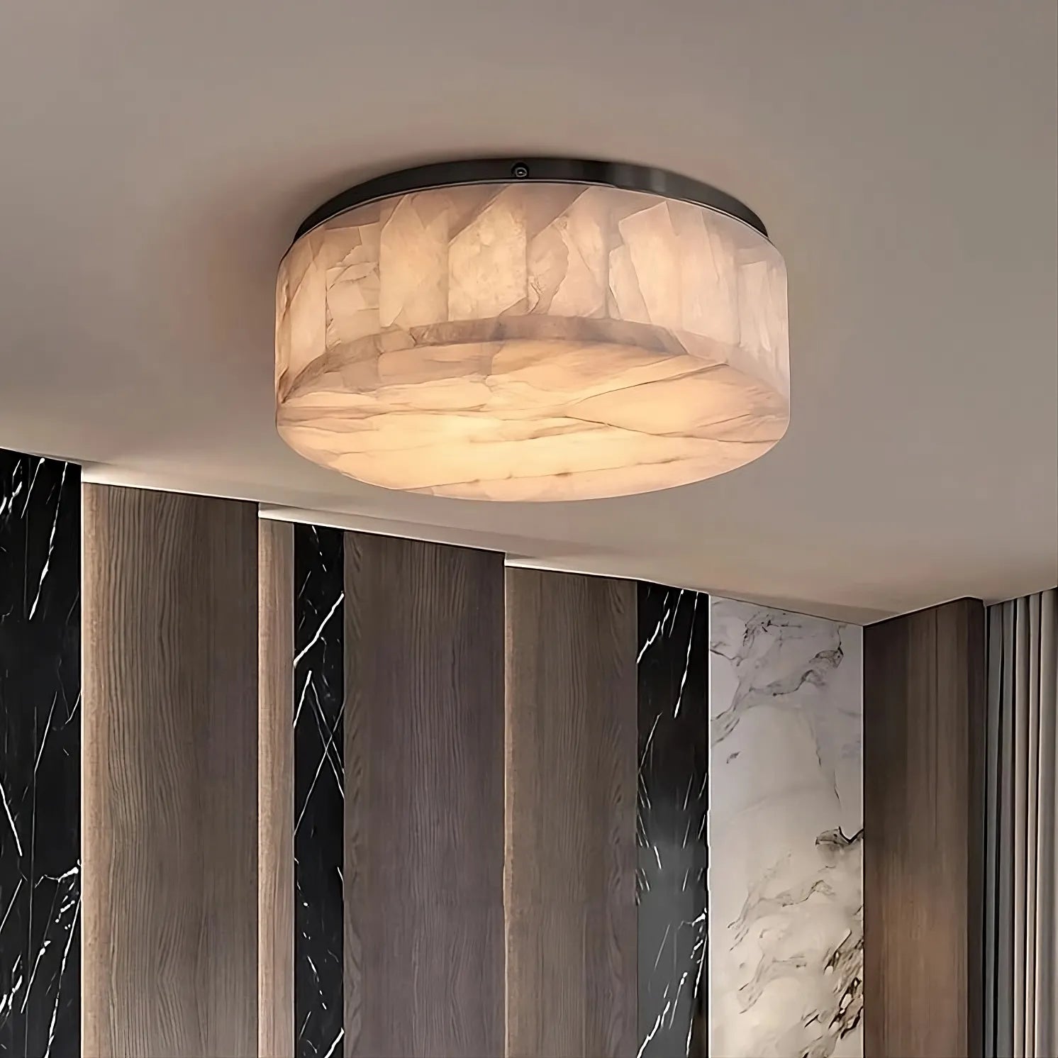 Black Steel Round chandelier - Lyra Arc for dining room view 1