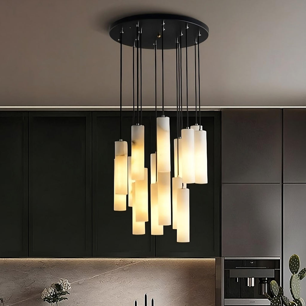 Natural Marble Round chandelier - Yara Bay for dining room view 4