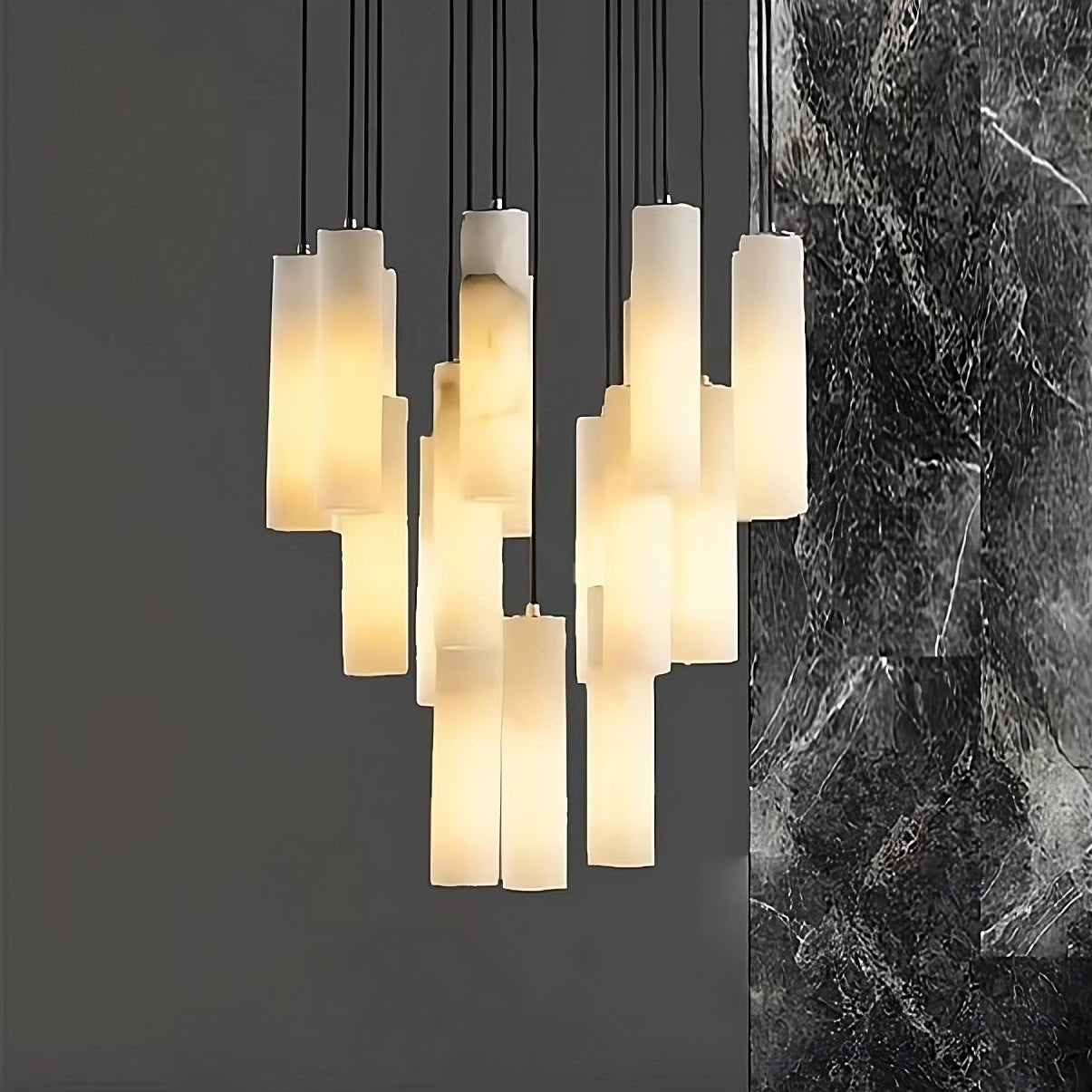 Natural Marble Round chandelier - Yara Bay for dining room view 2
