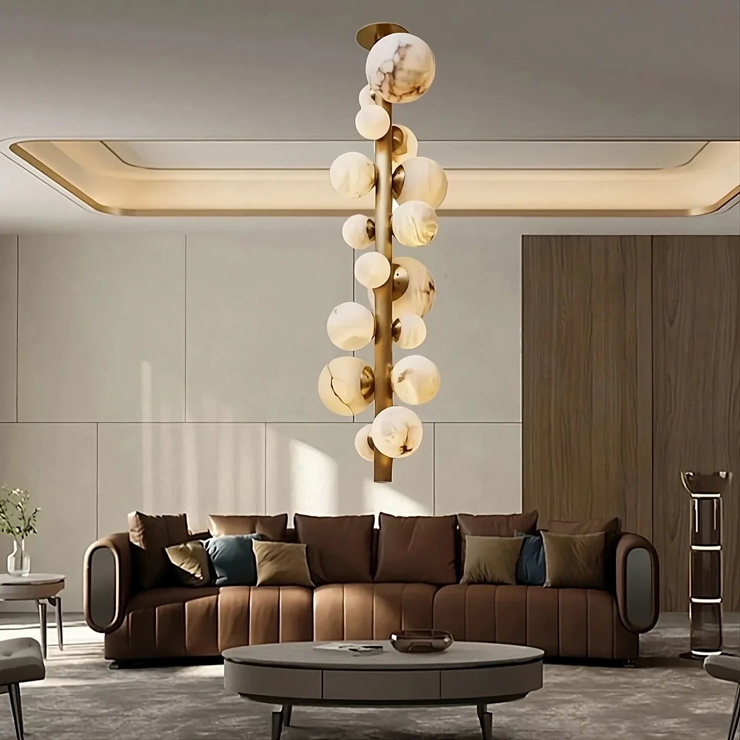 White Metal chandelier - Evren House for dining room view 2