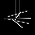 Matte Black Metal Linear chandelier - Lumen Trace for dining room view 1