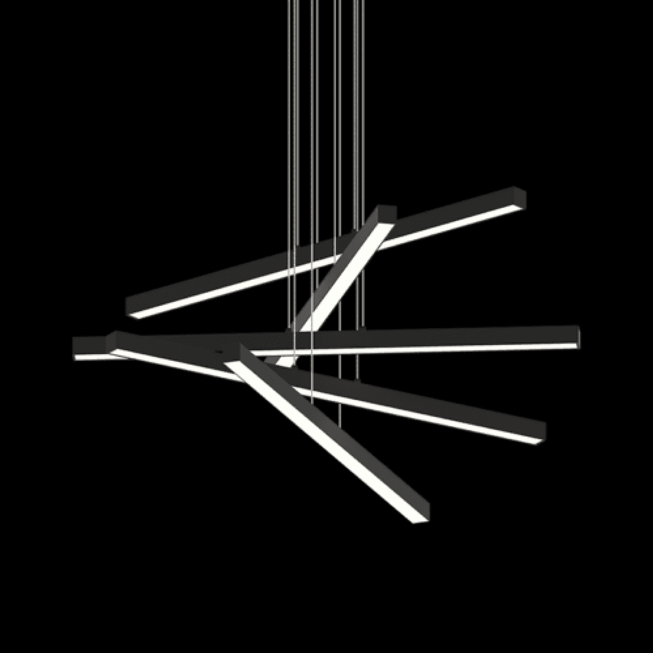 Matte Black Metal Linear chandelier - Kora Trace for dining room view 2