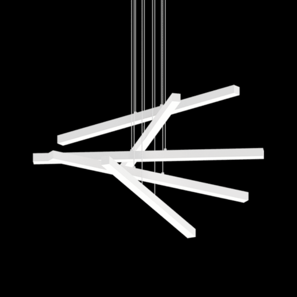 Matte Black Metal Linear chandelier - Kora Trace for dining room view 1