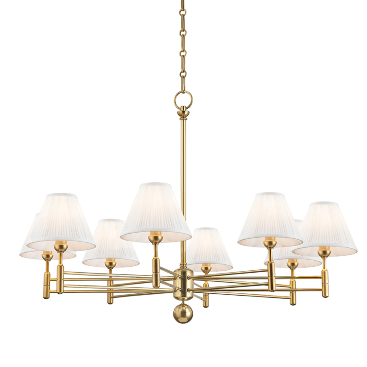 Aged Brass Brass Candle chandelier - Milan Dawn for dining room view 1