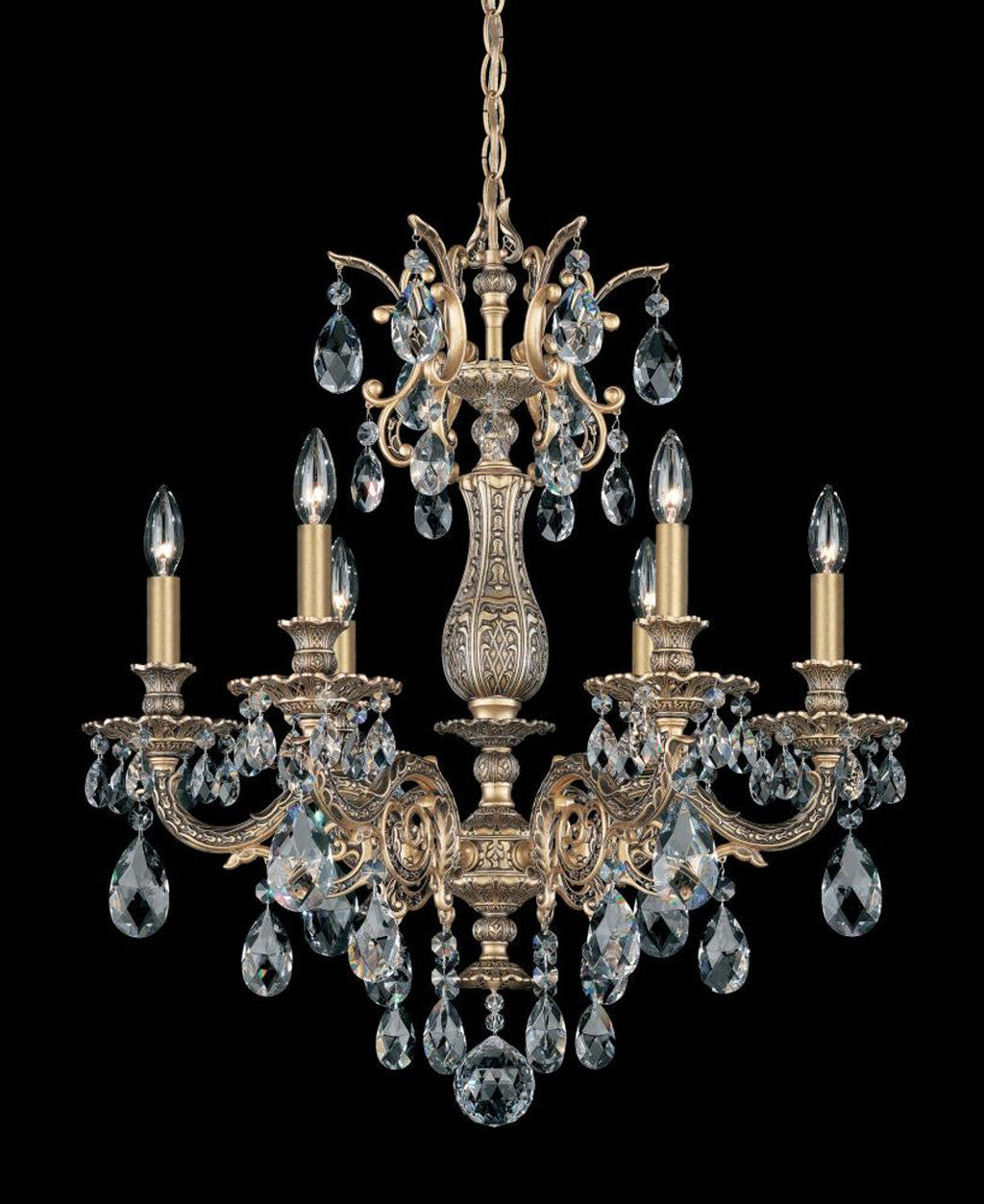 Milano Chandelier, 6-Light, Heirloom Bronze, Clear Swarovski Crystal, 24"W (5676-76S 17V1FM)