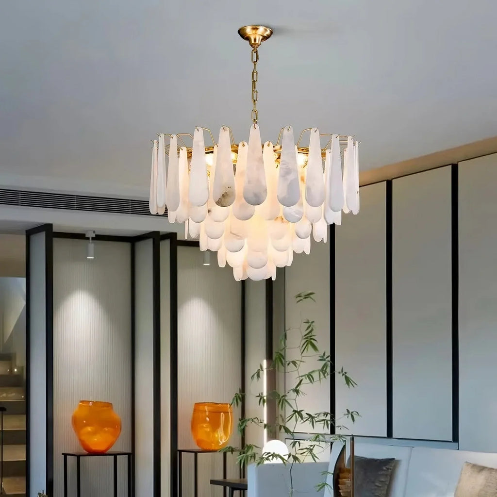 White Metal chandelier - Dorian House for dining room view 2