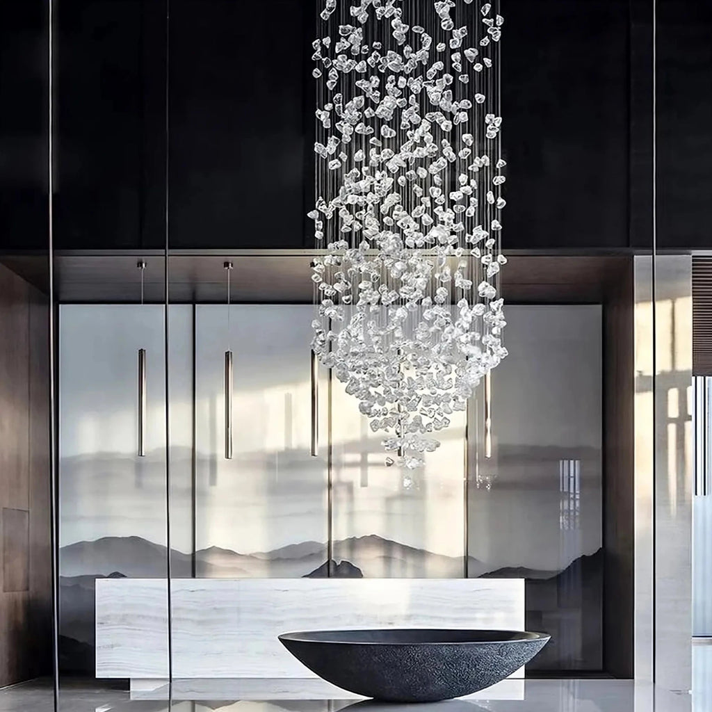 Black Crystal Linear chandelier - Caro Lane for dining room view 8