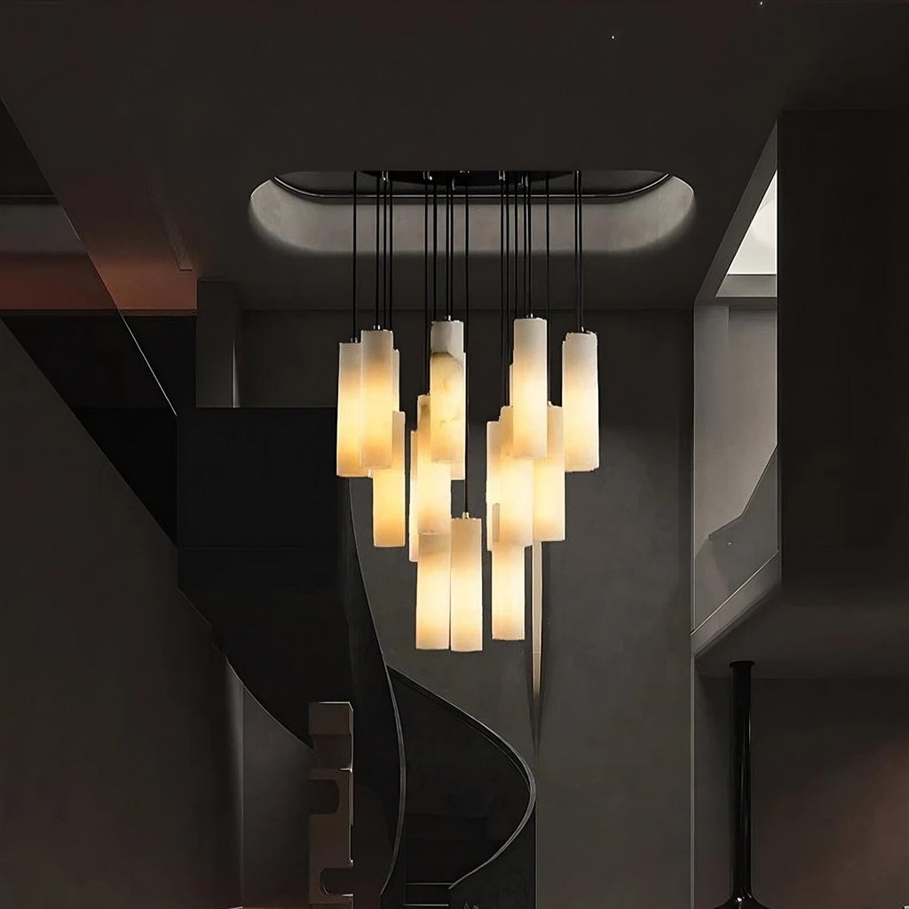 Natural Marble Round chandelier - Yara Bay for dining room view 3