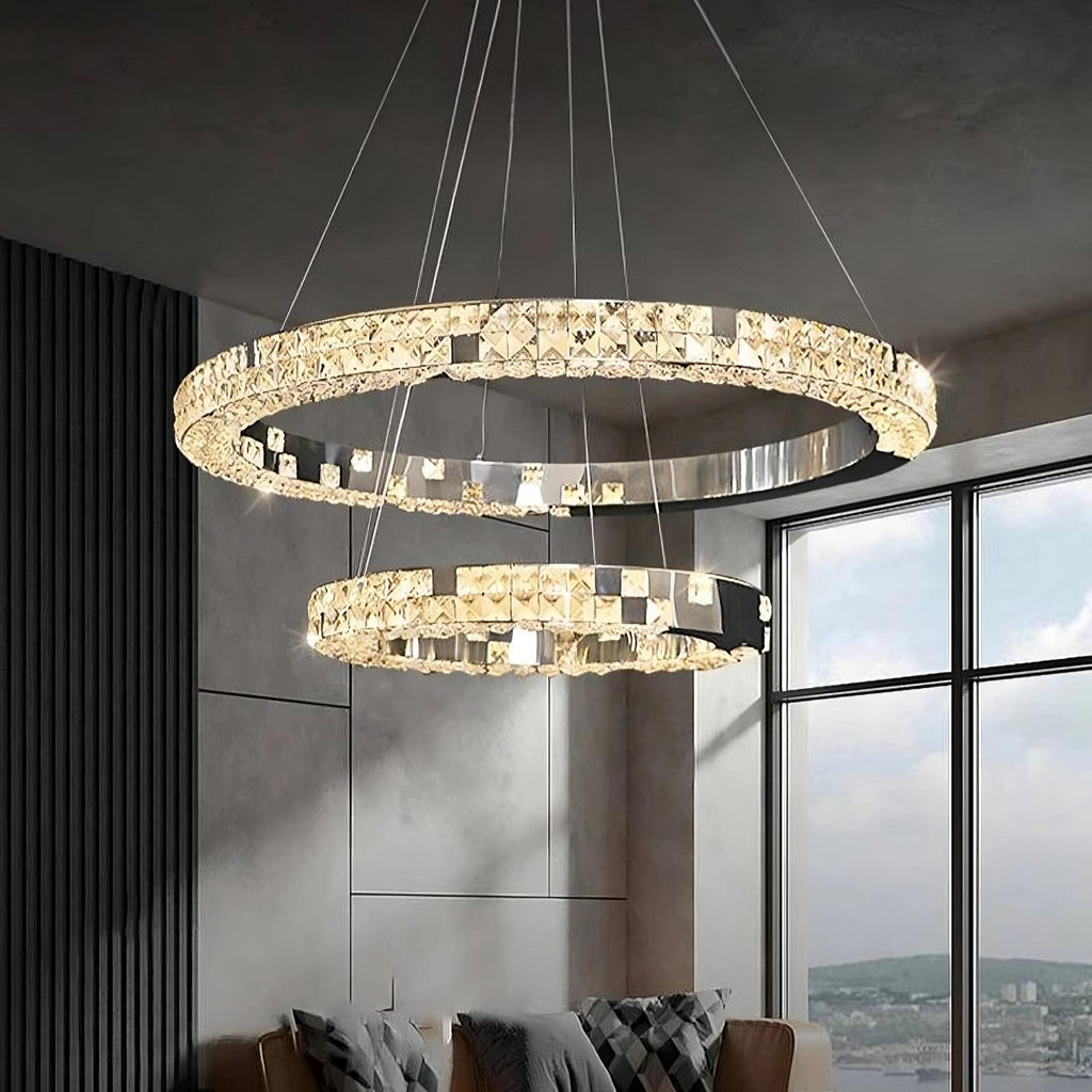 Black Crystal Tiered chandelier - Paloma Bay for dining room view 3