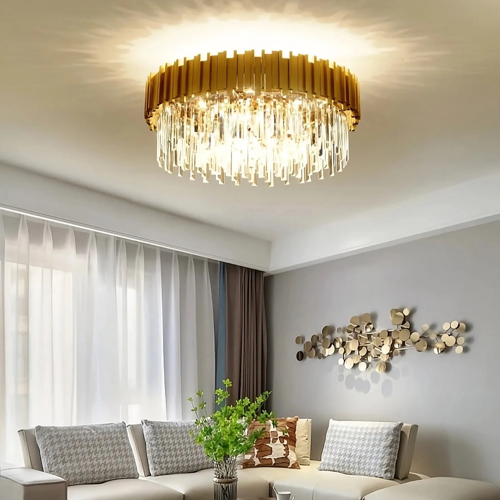 Gold Crystal Round chandelier - Arden Arc for dining room view 3