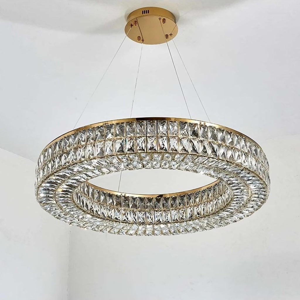 Gold Crystal Round chandelier - Iris Bay for dining room view 2