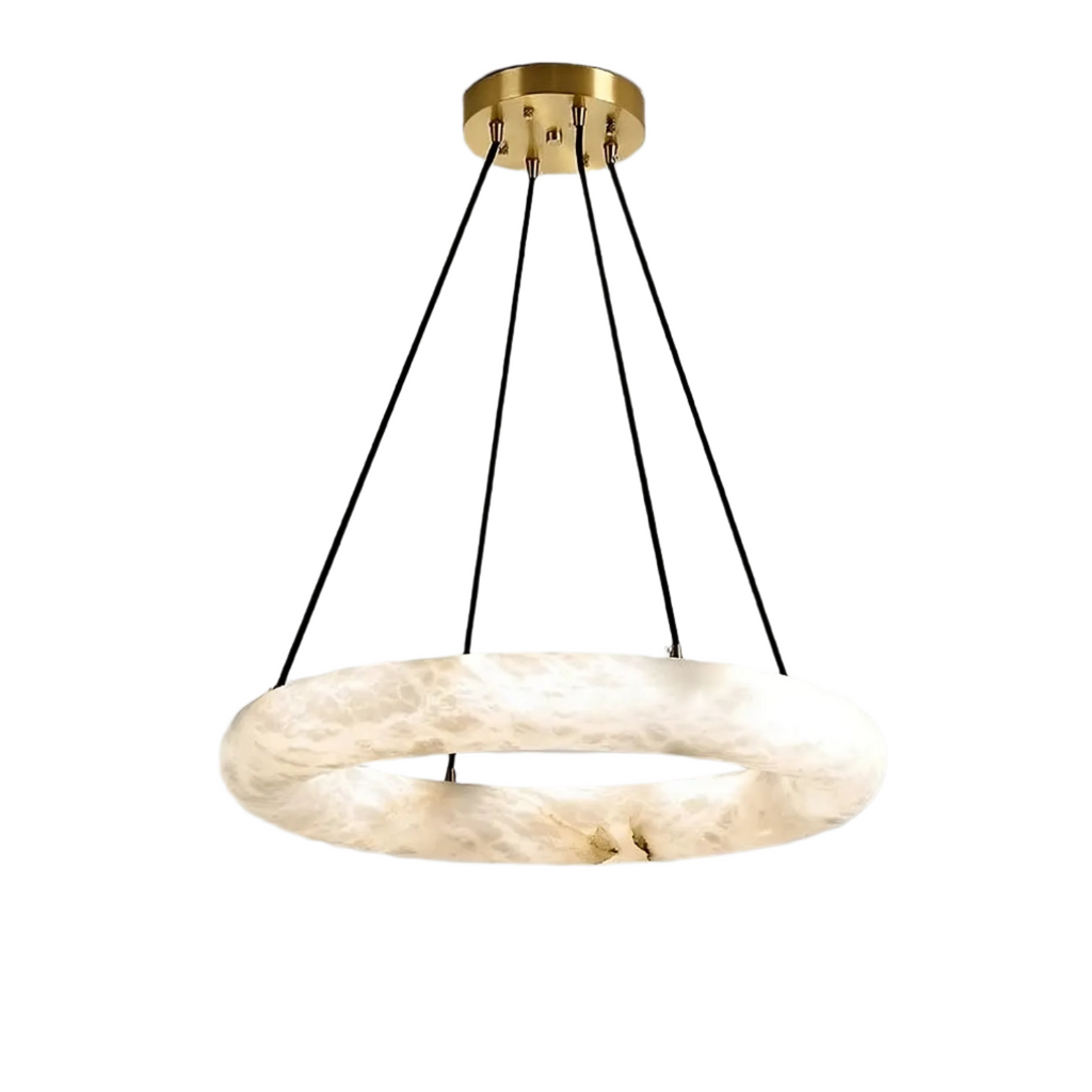 20" Natural Marble Wheel Chandelier
