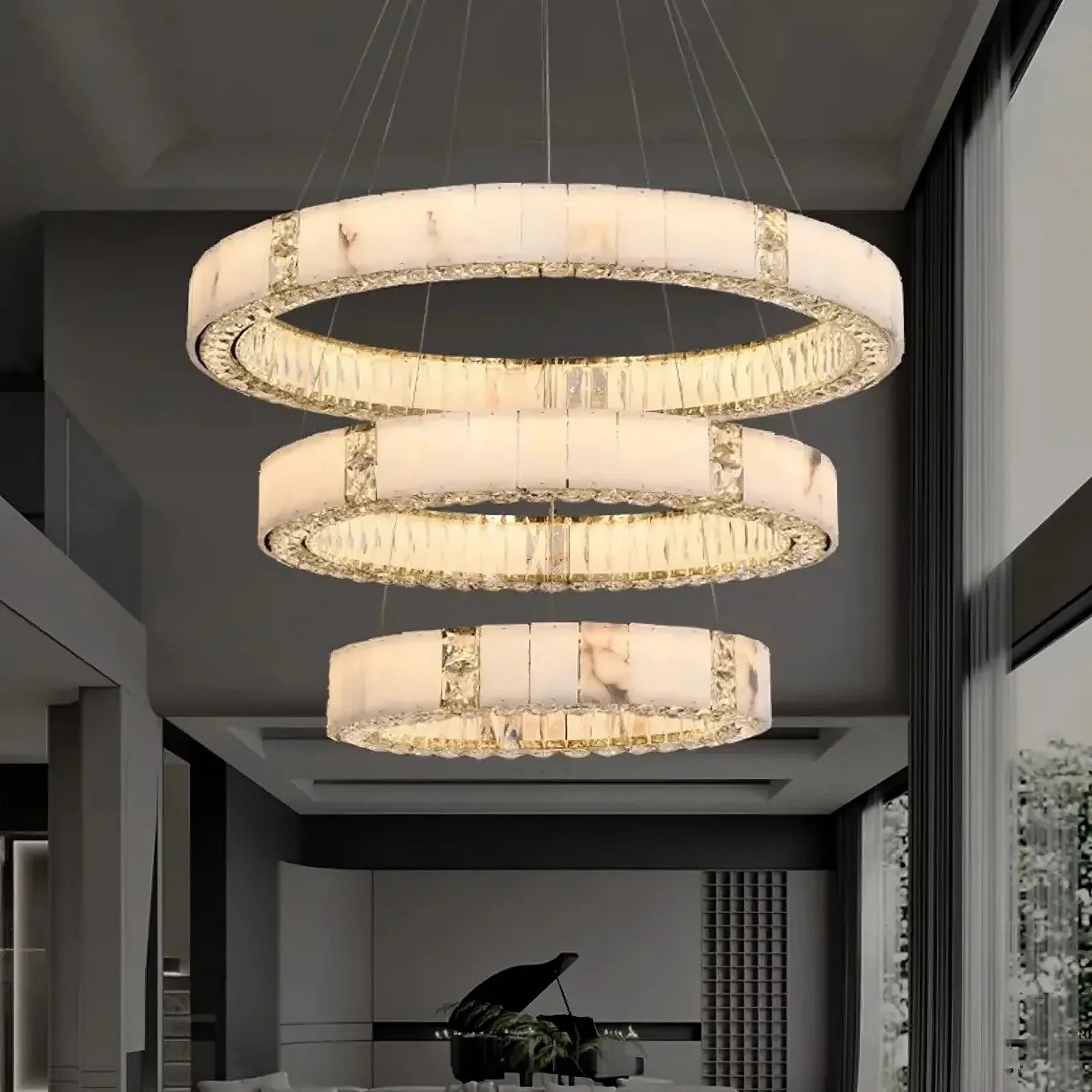 Natural Crystal Round chandelier - Hera House for dining room view 1
