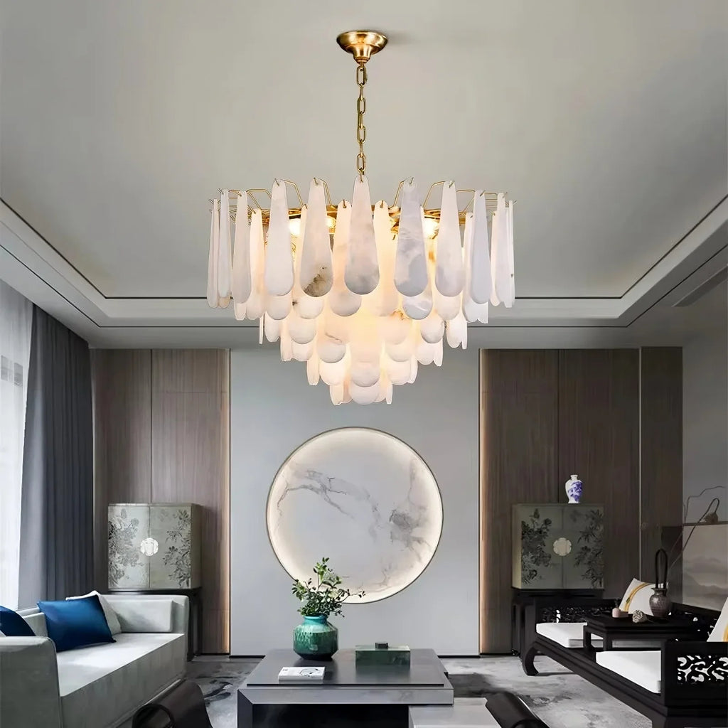 White Metal chandelier - Dorian House for dining room view 1