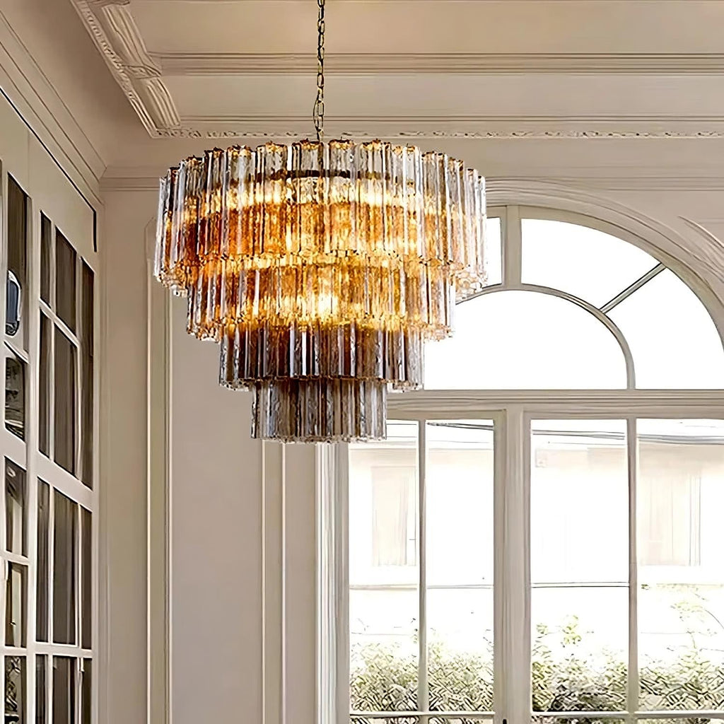 White Glass chandelier - Nysa Bay for dining room view 2