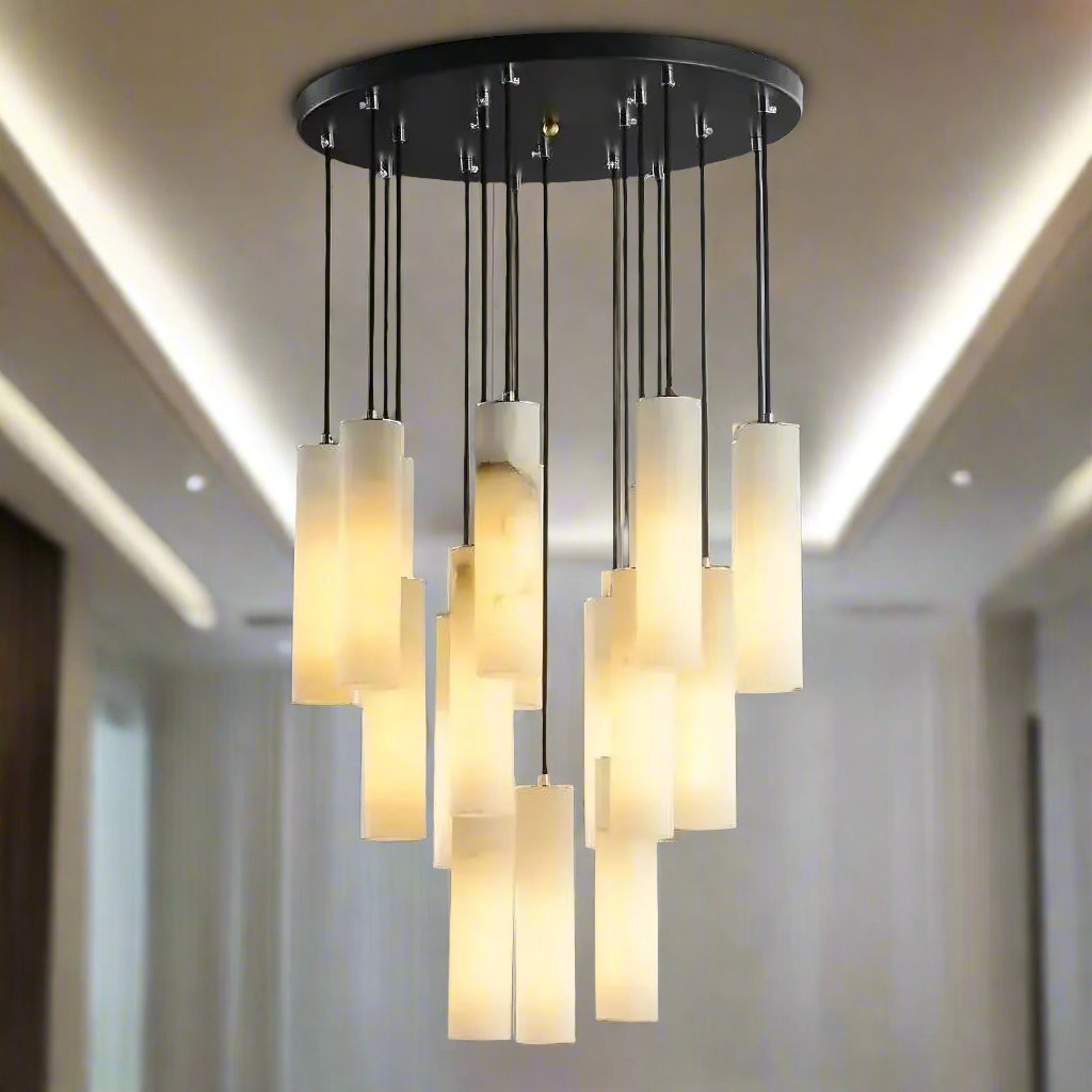 Natural Marble Round chandelier - Yara Bay for dining room view 1