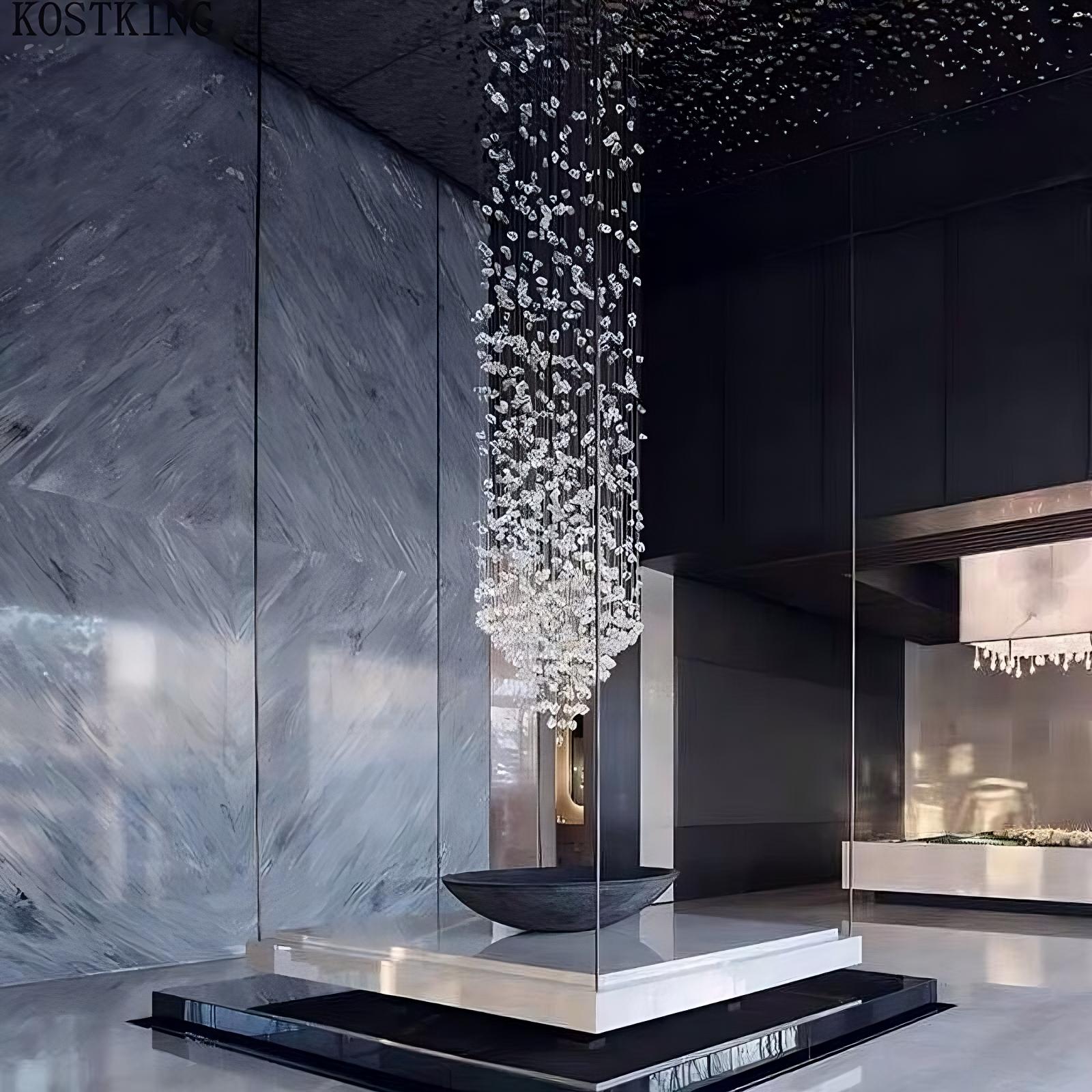 Black Crystal Linear chandelier - Caro Lane for dining room view 9