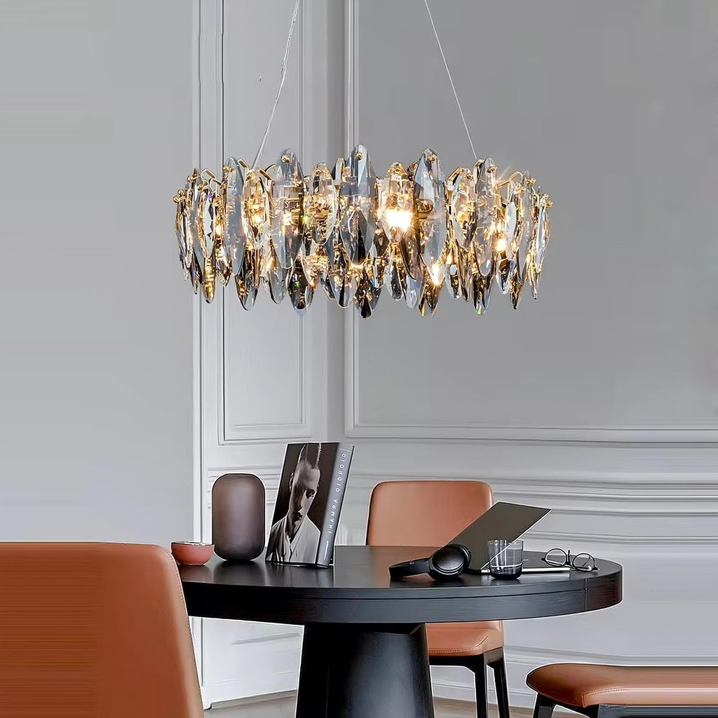 Polished Crystal Round chandelier - Siena House for dining room view 1