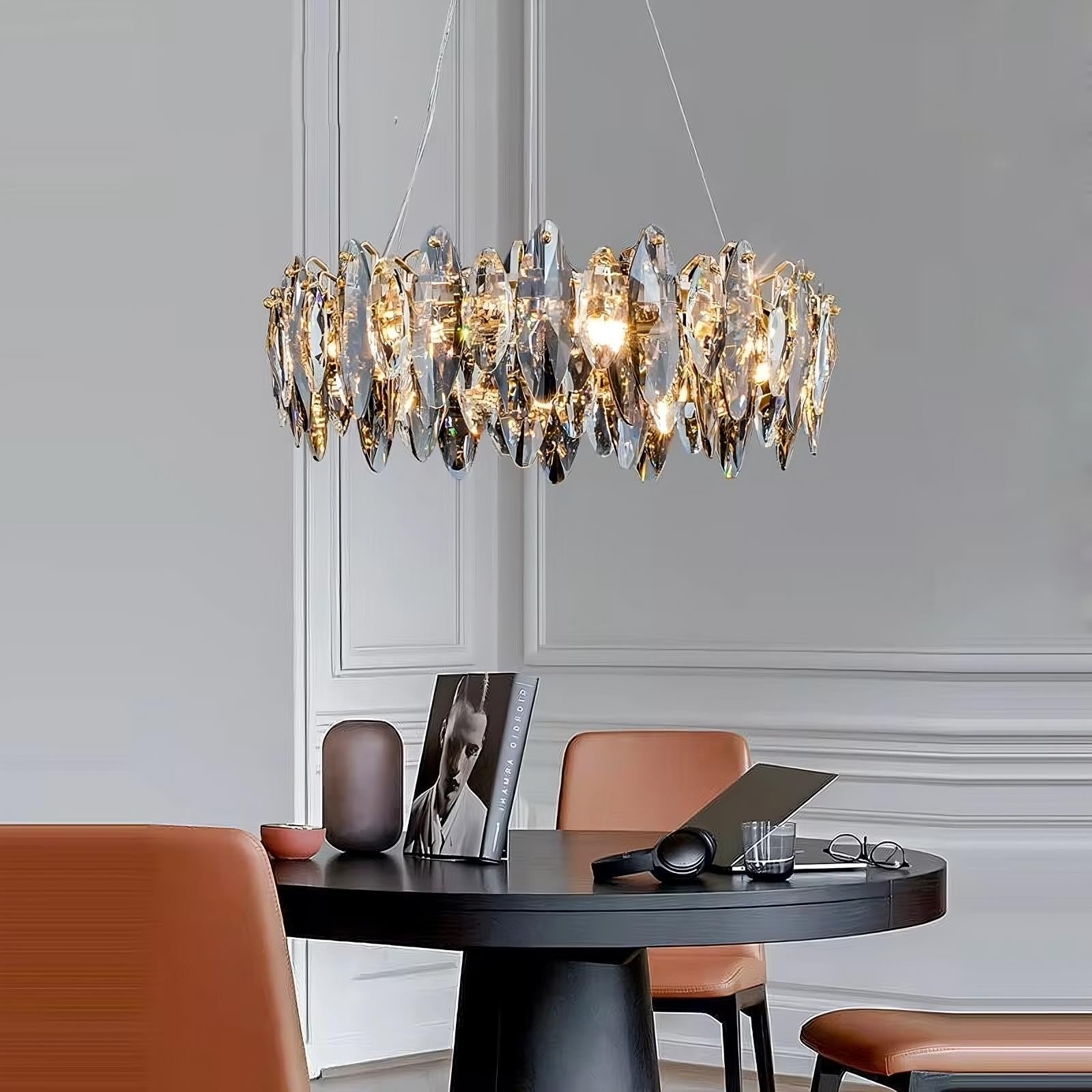 Polished Crystal Round chandelier - Siena House for dining room view 1