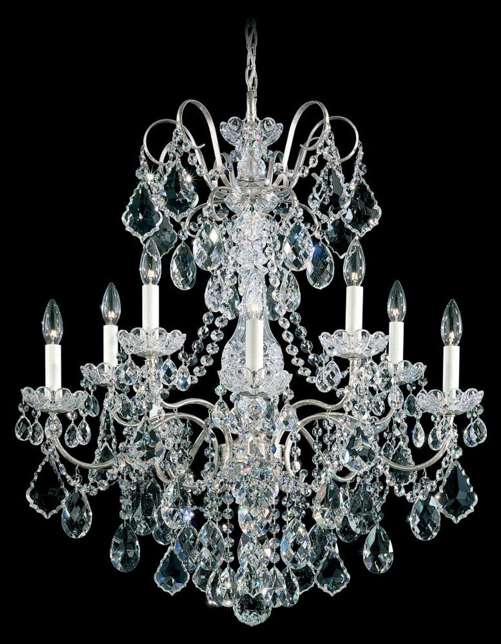 New Orleans Chandelier, 10-Light, Etruscan Gold, Clear Swarovski Crystal, 28"W (3657-23S 1E501)