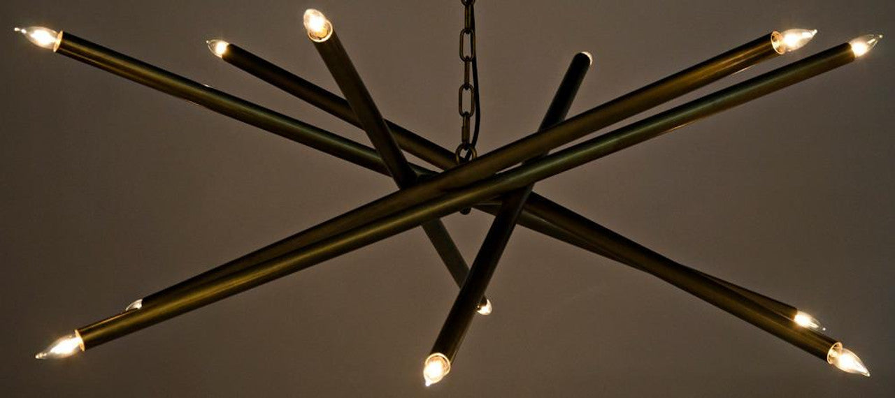 Antique Brass Rattan chandelier - Rhea Trace for dining room view 4