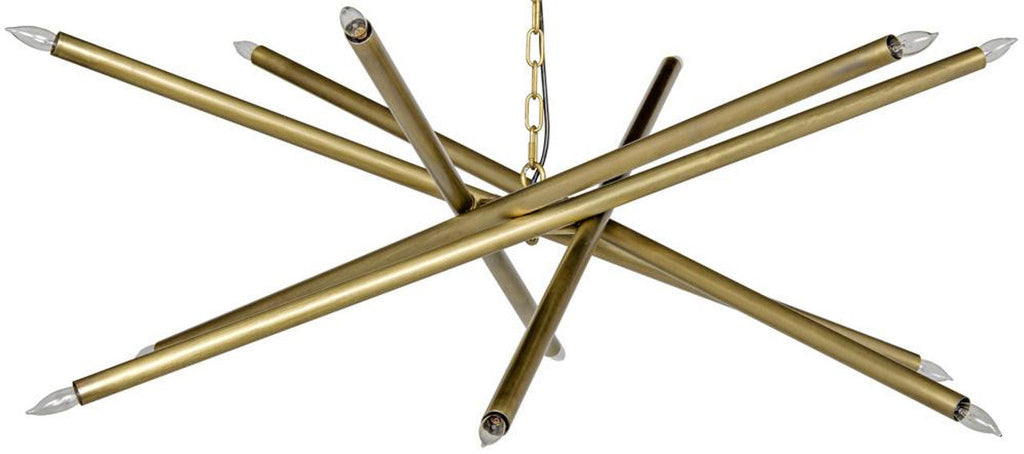 Antique Brass Rattan chandelier - Rhea Trace for dining room view 3