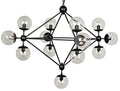 Matte Black Glass Round chandelier - Dorian Trace for dining room view 1