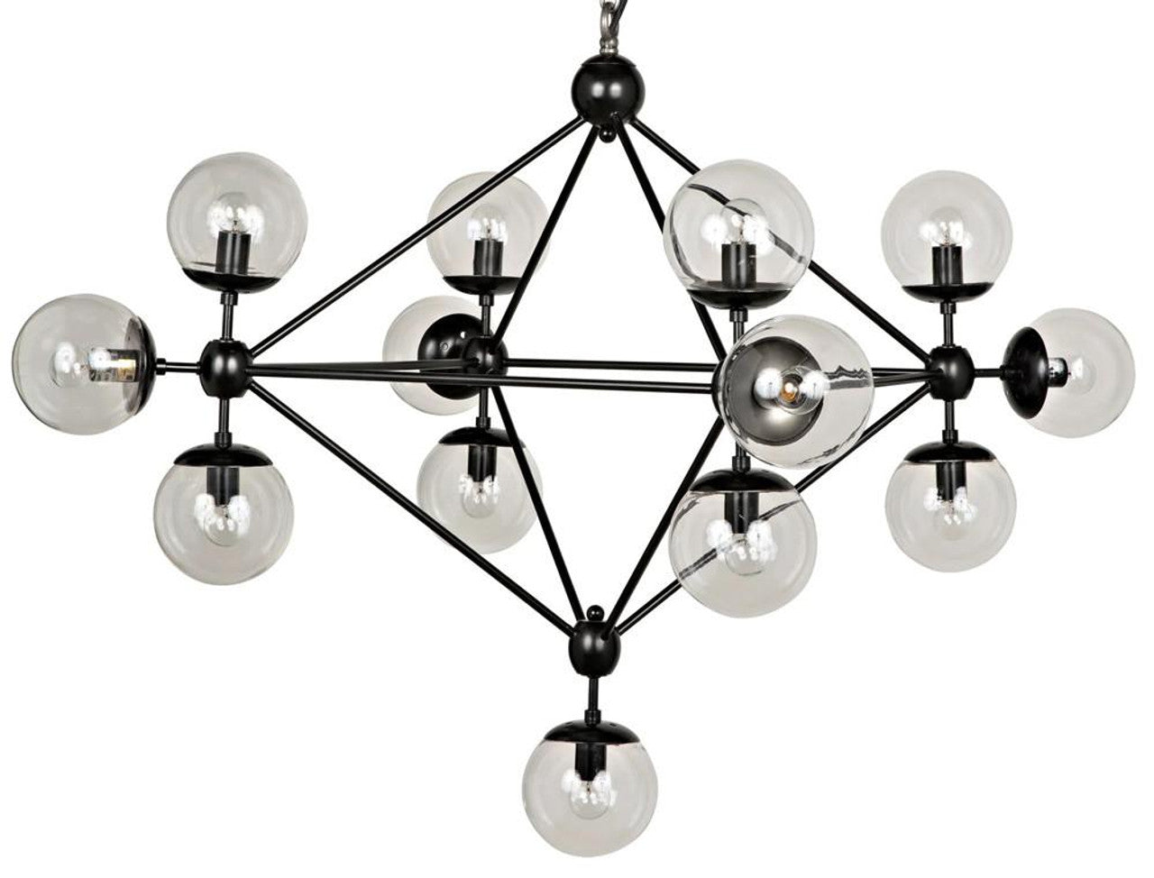 Matte Black Glass Round chandelier - Dorian Trace for dining room view 1