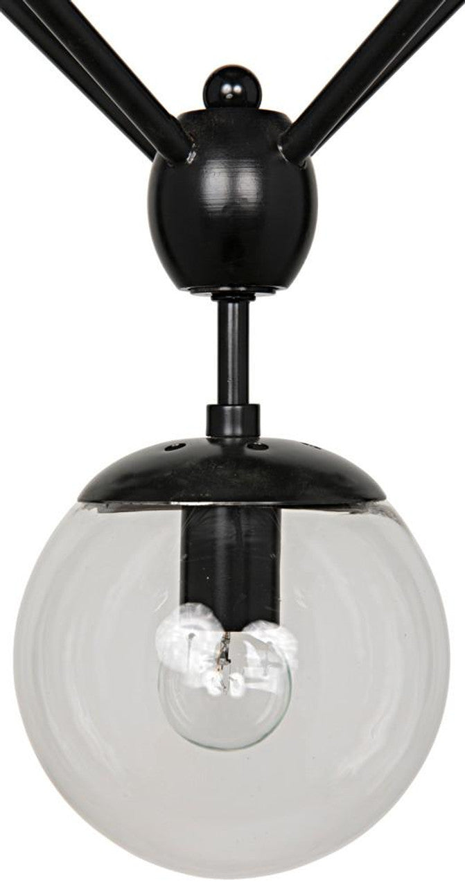 Matte Black Glass Round chandelier - Dorian Trace for dining room view 4