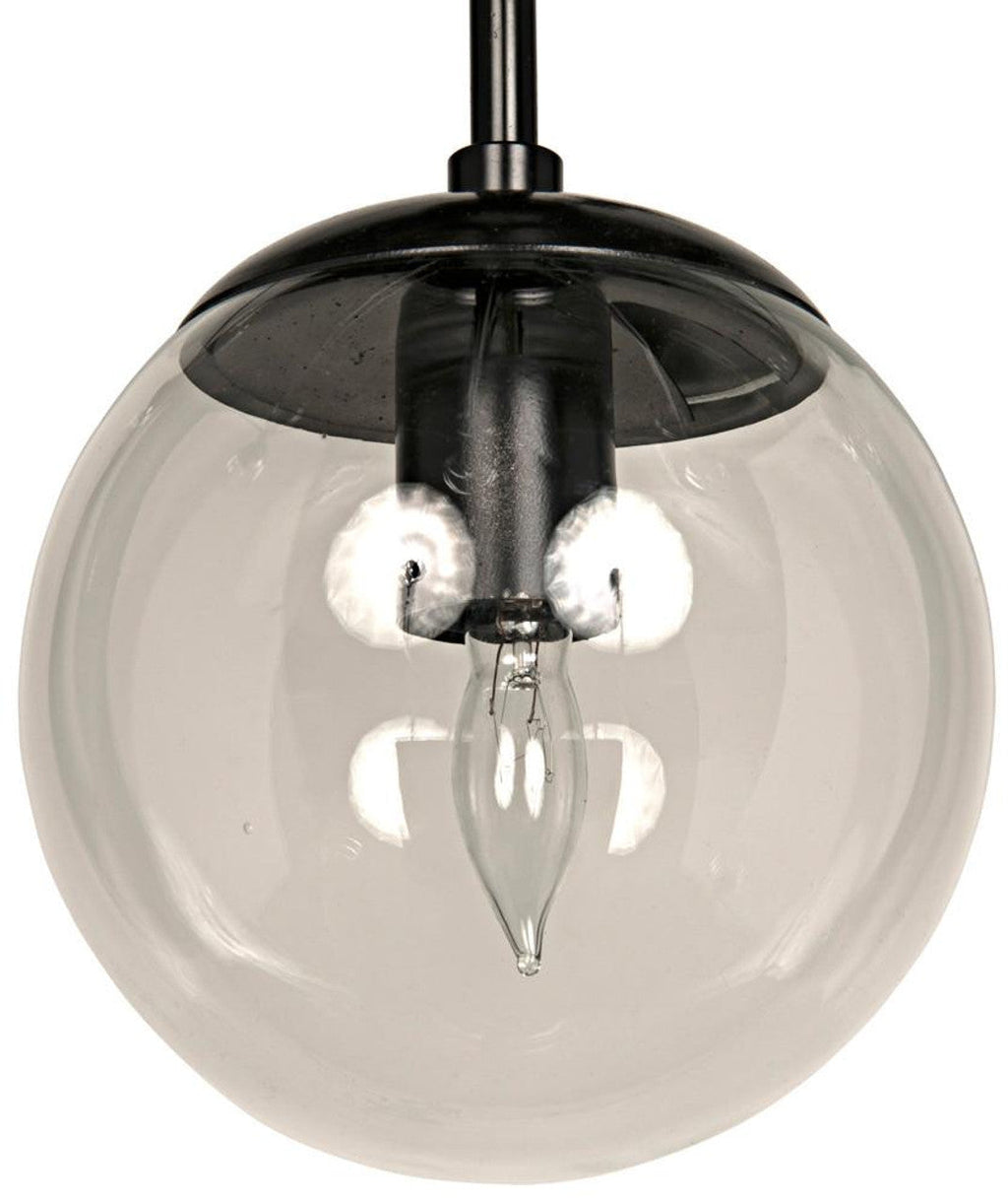 Matte Black Glass Round chandelier - Faye Trace for dining room view 5