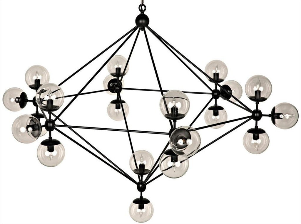 Matte Black Glass Round chandelier - Faye Trace for dining room view 3