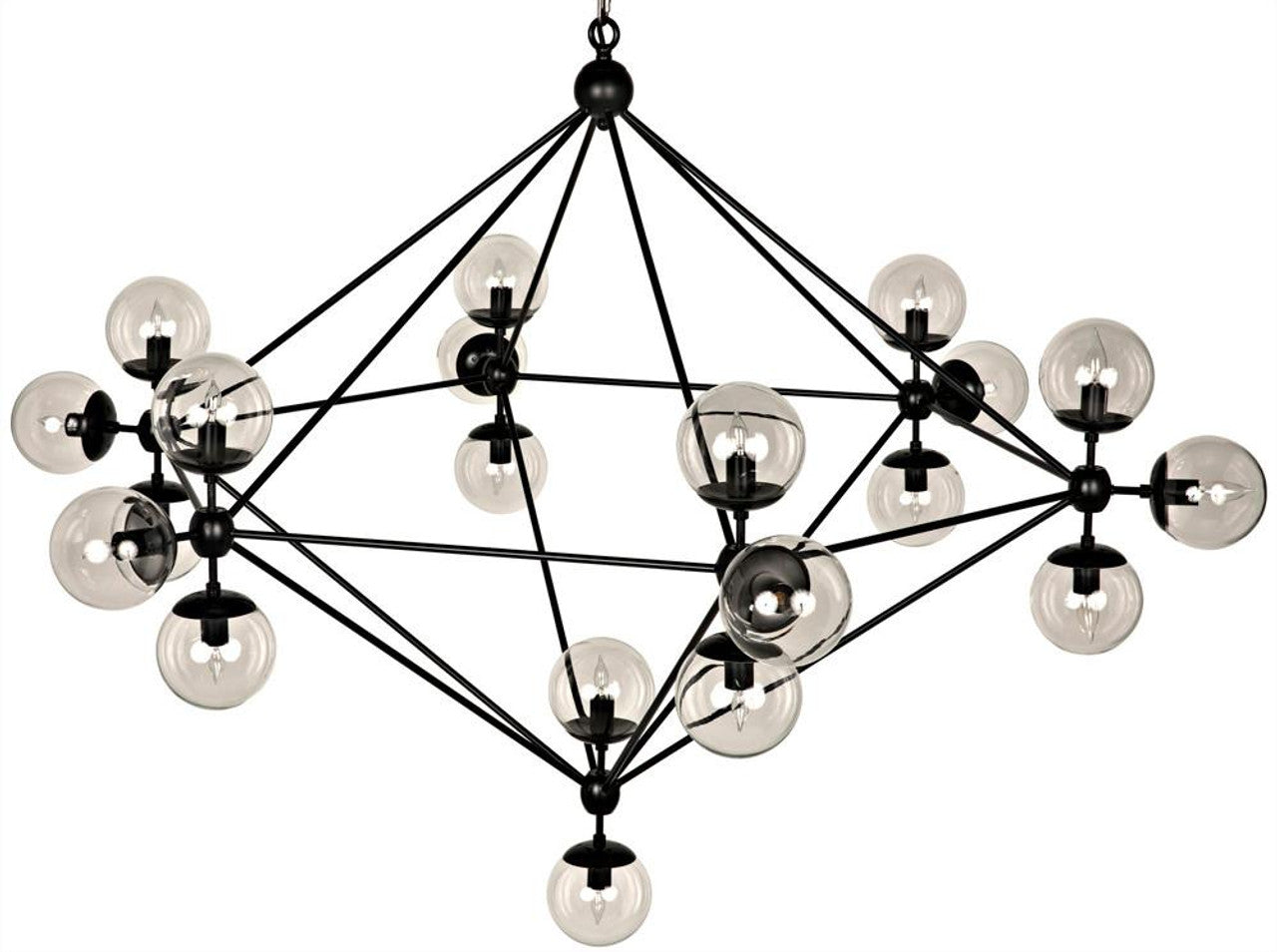 Matte Black Glass Round chandelier - Faye Trace for dining room view 3