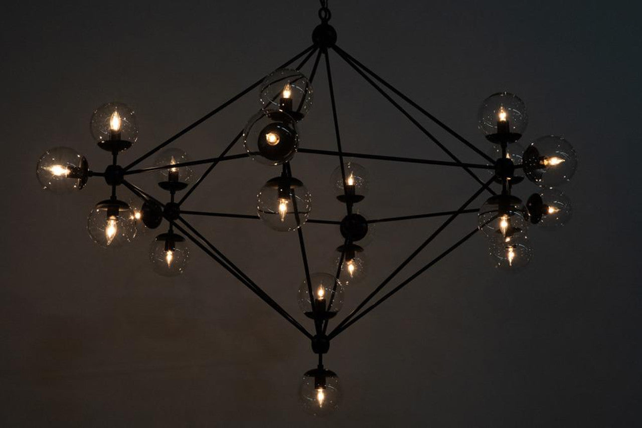 Matte Black Glass Round chandelier - Faye Trace for dining room view 6
