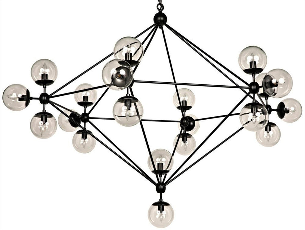 Matte Black Glass Round chandelier - Faye Trace for dining room view 1