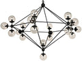 Matte Black Glass Round chandelier - Faye Trace for dining room view 1