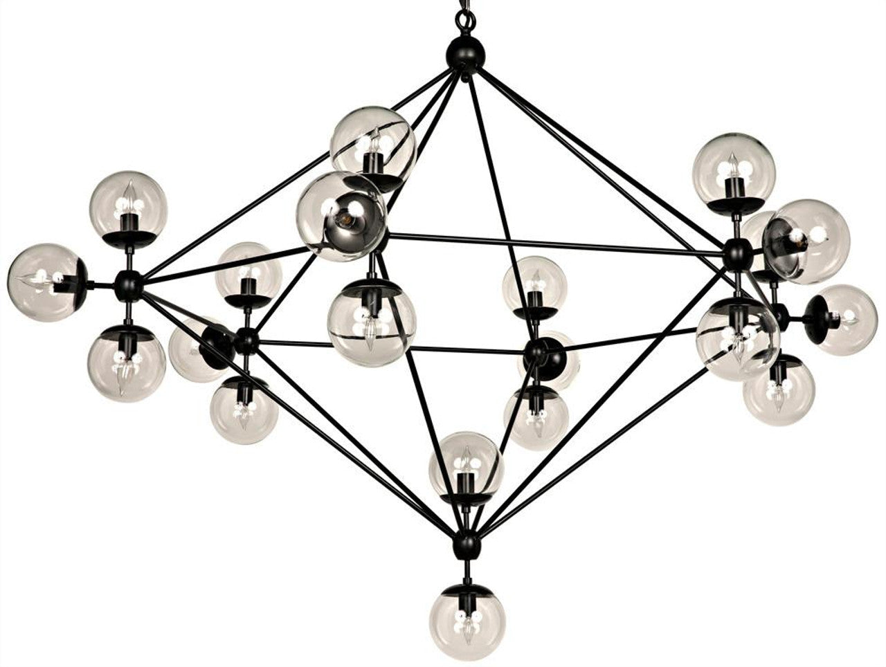 Matte Black Glass Round chandelier - Faye Trace for dining room view 1