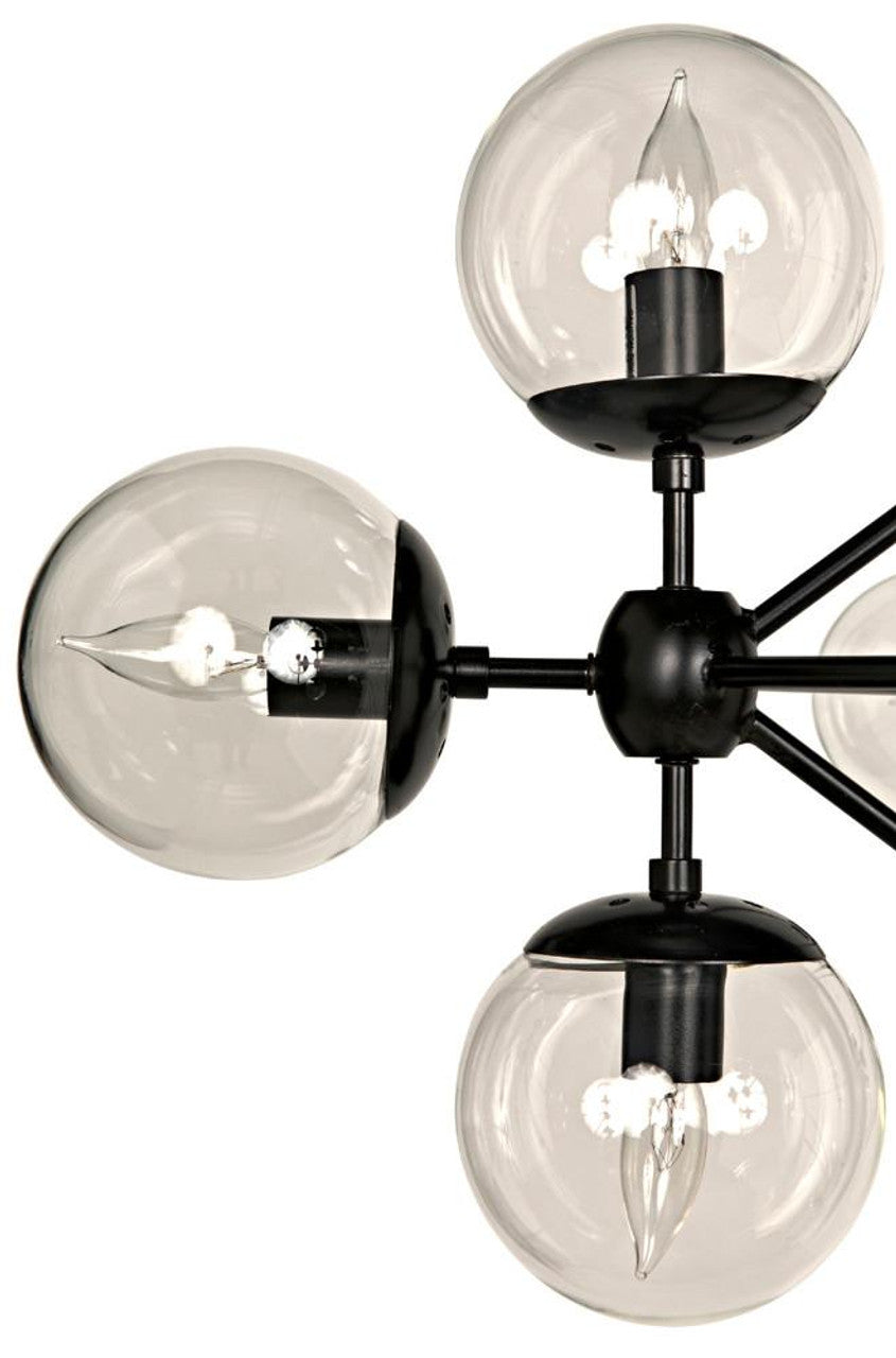 Matte Black Glass Round chandelier - Faye Trace for dining room view 4