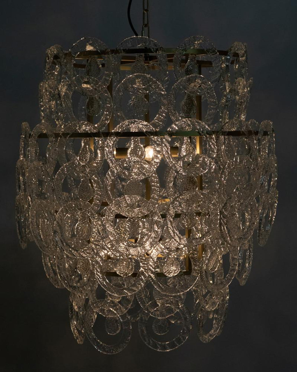Matte Black Glass Round chandelier - Dorian Trace for dining room view 7