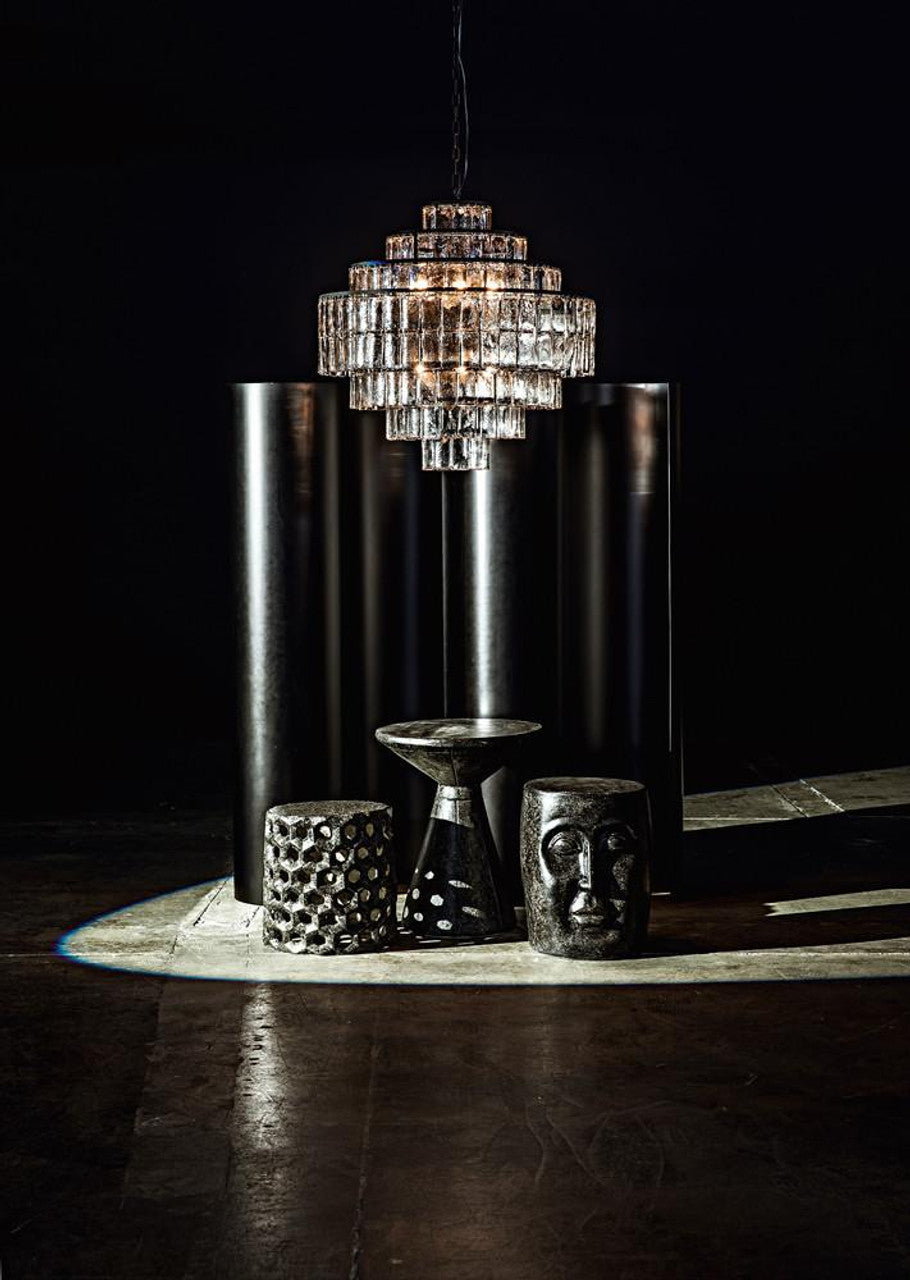 Matte Black Glass Round chandelier - Faye Trace for dining room view 8
