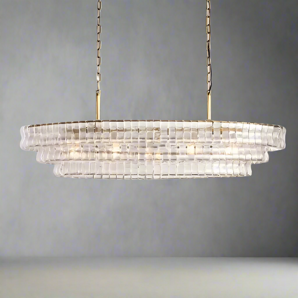 White Crystal chandelier - Mira Arc for dining room view 1